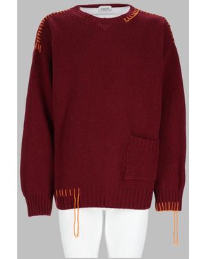 AMISH Knit Jumper With Patch Pocket - Red