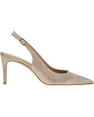 Stuart Weitzman Stuart Power Metallised Fabric Slingback - White