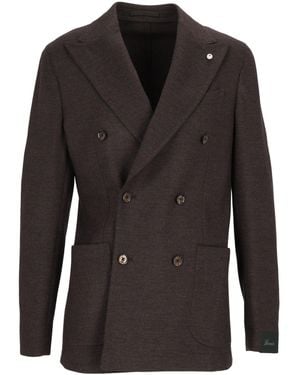 BRANDO-LUBIAM Double-Breasted Blazer With Structured Silhouette And Wide Lapels - Black