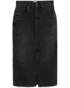Isabel Marant Britt Denim Midi Skirt - Black