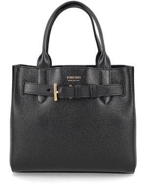 Tom Ford Grain Leather Audrey Small Tote - Black