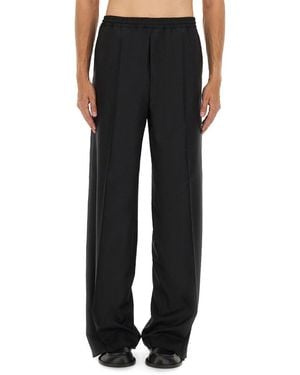 Moschino Relaxed Fit Wide Leg Wool Trousers - Black