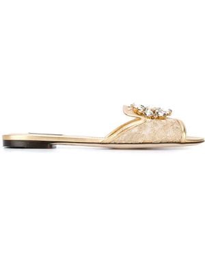 Dolce & Gabbana Lace Slippers - Metallic