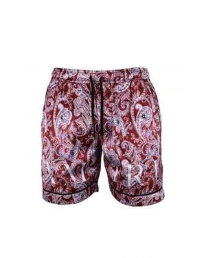 Amiri Viscose Shorts With Bandana Print - Red