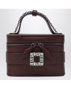 Roger Vivier Leather Vanity Bag Bordeaux With Rhinestone Buckle - Purple