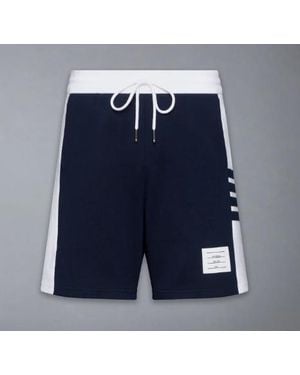 Thom Browne Sweatshort Met 4 Bar Ontworpen In Effen Klassiek Loopback-jersey - Blauw