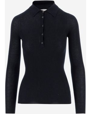 Sa Su Phi Kasjmier En Zijde Gebreid Poloshirt - Zwart