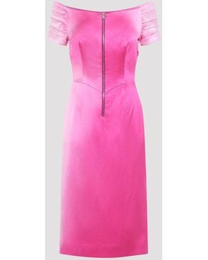 Prada Off-Shoulder Fitted Midi Dress - Pink