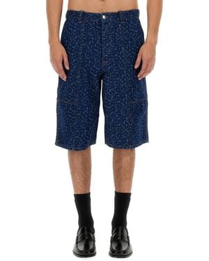 Maison Kitsuné Denim Bermuda Shorts - Blue