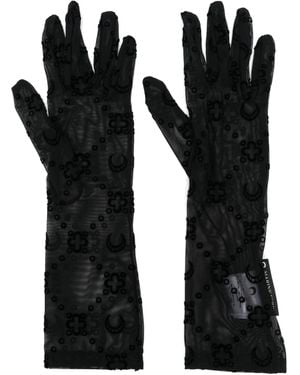 Marine Serre Flocked-Monogram Gloves - Black