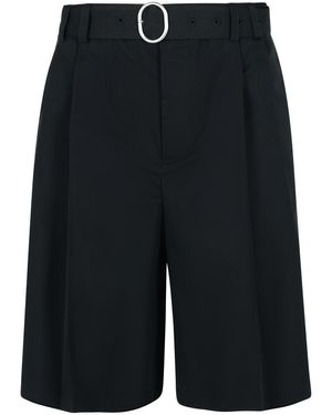 Jil Sander Black Cotton Blend Bermuda Shorts - Bleu