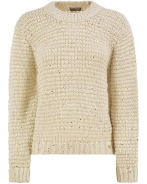 Herno Alpaca Blend Sweater With Sequins - Natural
