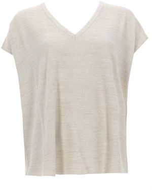 Fabiana Filippi V-Neck Top Cotton Tops - White