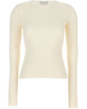 Magda Butrym Ribbed Viscose Blend Sweater - Weiß