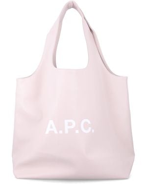 A.P.C. Ninon Tote Bag With Logo - Pink