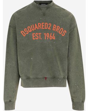 DSquared² Cotton Sweatshirt With Logo - Grün