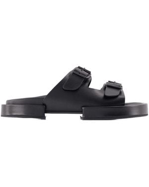 Ann Demeulemeester Block Henri Sandalen Ann Demeulemester schwarzes Leder - Blau