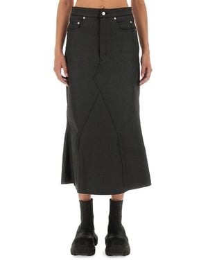 Rick Owens Coated Midi Skirt - Black