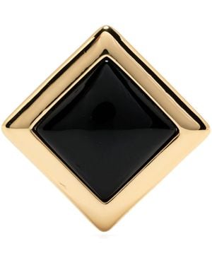 Self-Portrait Enamel Square Earrings - Black