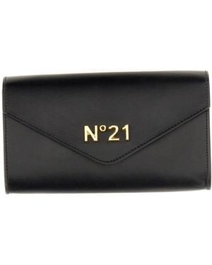 N°21 Leather Wallet With Logo - Black
