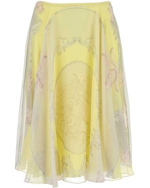 Versace Skirt With Medusa Cameo Print - Yellow
