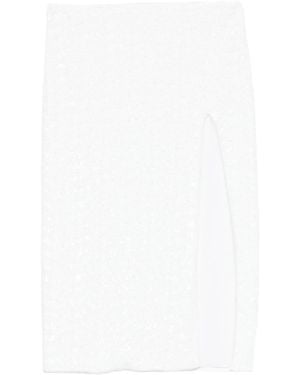 Oséree Falda Midi Con Lentejuelas Y Abertura - Blanco
