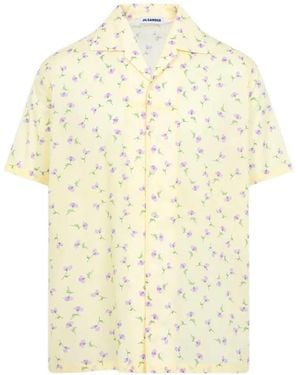 Jil Sander Short-Sleeved Shirt With Floral Print - White