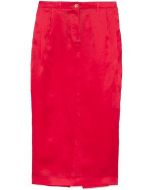 KHAITE Lucian Silk Skirt - Red