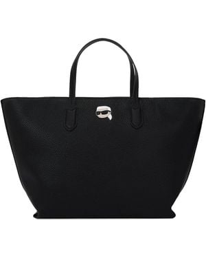 Karl Lagerfeld Black Eco Leather Shopper - Zwart
