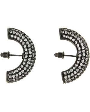 Panconesi Half Moon Crystal Hoops Jewellery - Metallic