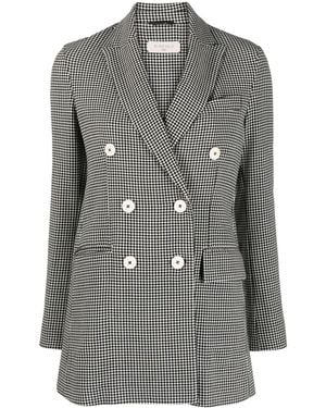 Circolo 1901 Check-Print Double-Breasted Blazer - Grey