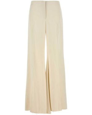 McQueen Cream Satin Wide Leg Pant - White