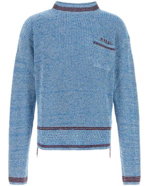 Marni Melange Light Blue Cotton Jumper