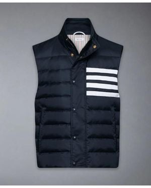 Thom Browne Leichte Downfill 4 Bar Weste (23") aus glänzendem Ripstop - Blau
