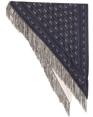 Tory Burch Sciarpa Con Frange E Stampa Paisley - Grigio