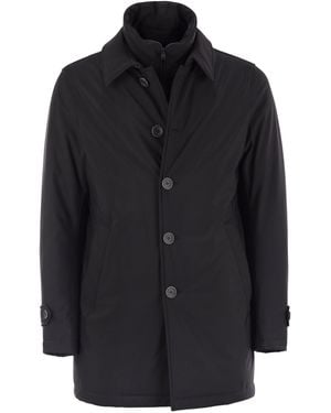 Herno Long Down Jacket With Buttons - Black