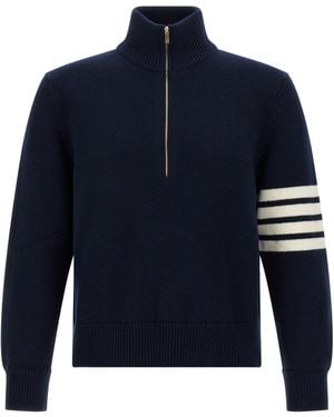 Thom Browne 4Bar Half Zip Sweater - Blau