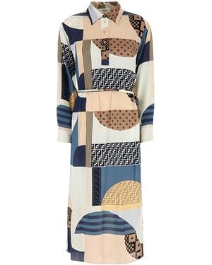 Fendi Patchwork Silk Dress - Multicolor