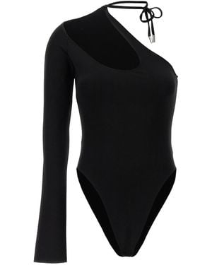 David Koma Asymmetrical Stretch Viscose Bodysuit With Cut-Out Detail - Black