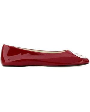 Tory Burch Burgundy Slip On Ballet Flats - Red