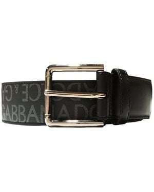 Dolce & Gabbana Gürtel mit mit Logo bestickter Schnalle - Schwarz