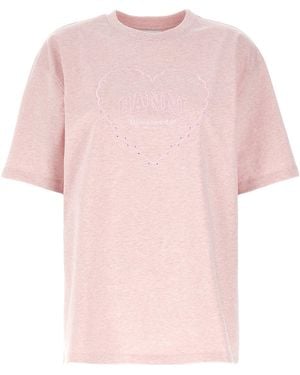 Ganni Maglietta Heart - Rosa