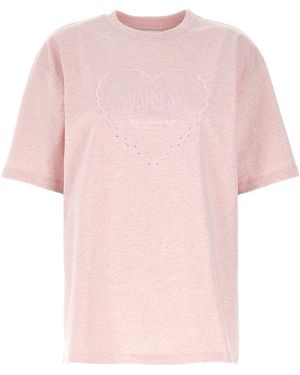 Ganni Herz T -Shirt - Pink