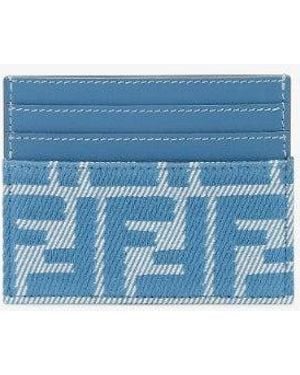 Fendi Baguette Light Leather Card Holder - Blue