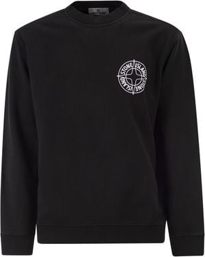 Stone Island Übergroßes Sweatshirt mit Rundhalsausschnitt von und "Outline Compass"-Aufdruck - Schwarz