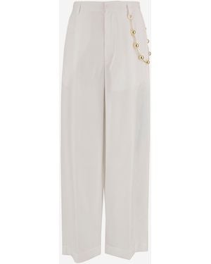 DARKPARK Viscose Blend Trousers With Decorative Chain - White