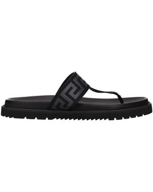 Versace Flip Flops/ Fabric - Black