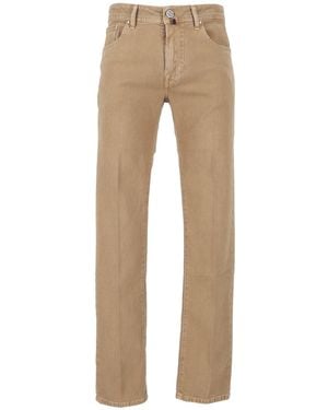 Jacob Cohen Bard Zipper Fly Tailored Slim-Leg Pants - Natural