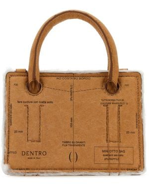 Dentro Printed Paper Mini Otto Handbag Borse A Mano - Brown