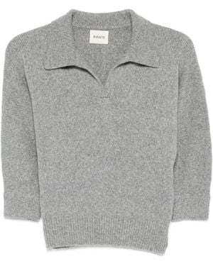 KHAITE Herve Cashmere Polo Shirt - Grey